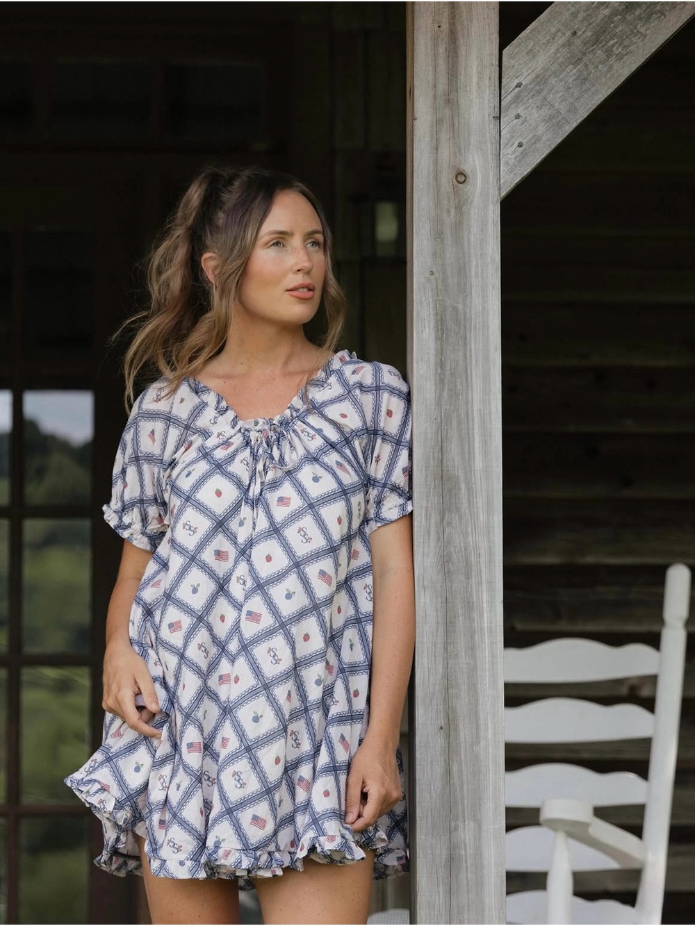 Slow Sunday Daisy Dress Blueberry Blue 100% Cotton dress - Picture 4 of 6